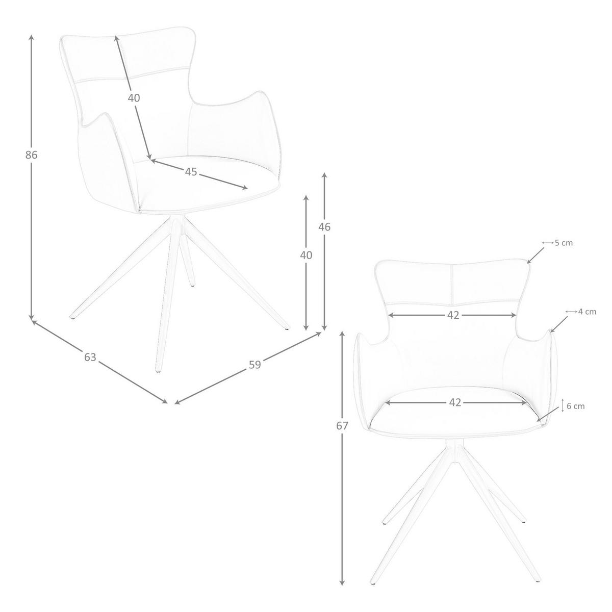 STUHL aus Kunstleder 59/63/86 cm - Sandfarben/Ecru, Leder/Textil (59/86/63cm) - ANGEL CERDA