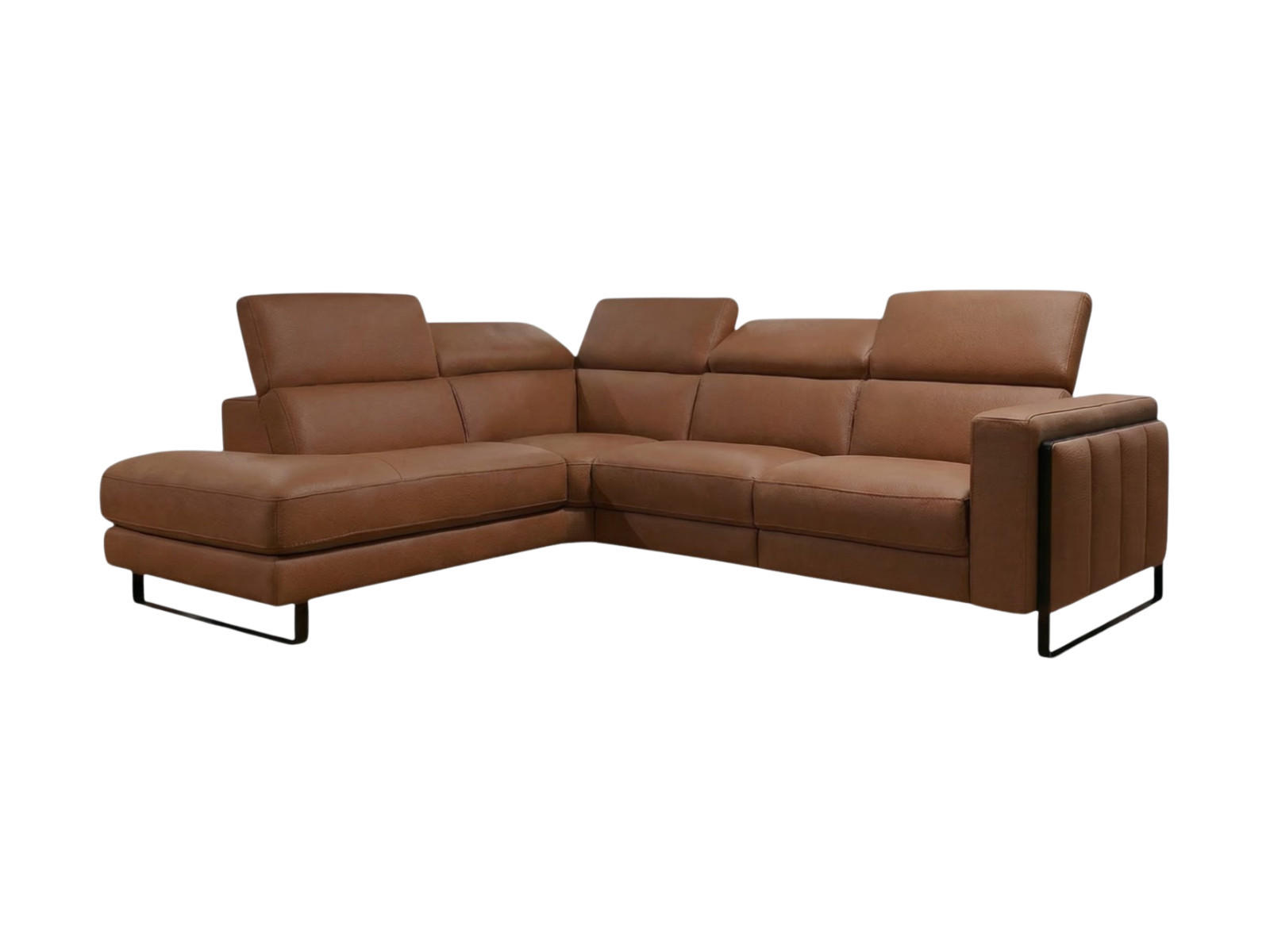 ECKSOFA Marchesi Echtleder Cognacbraun - Cognac, Leder/Metall (220/80/257cm)