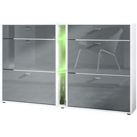 SCHUHSCHRANK Today Fronten in Grau Hochglanz - Grau, Holzwerkstoff (155.5/95/28cm) - Vladon