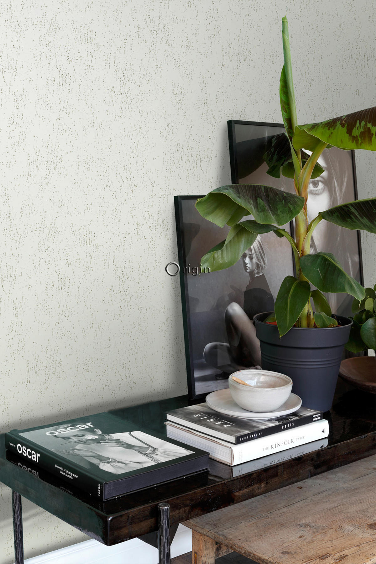 TAPETE Metall-Optik 53 cm x 10.05 m - Grün, Papier (53/1000cm) - Origin Wallcoverings