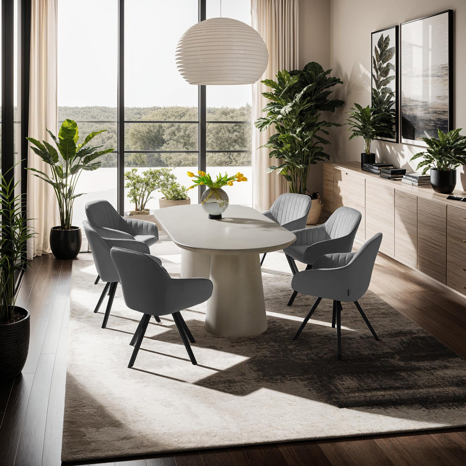 Thumbnail - tectake Armlehnstuhl, Grau, Textil, 58x82x58 cm, Esszimmer, Stühle, Esszimmerstühle, Armlehnenstühle