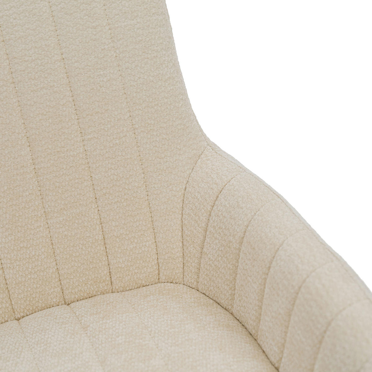 STUHL LUINO drehbar gepolsterter mit Steppung - creme - Chenille - Creme/Schwarz, Textil/Metall (58/87/60cm) - NEW HOME