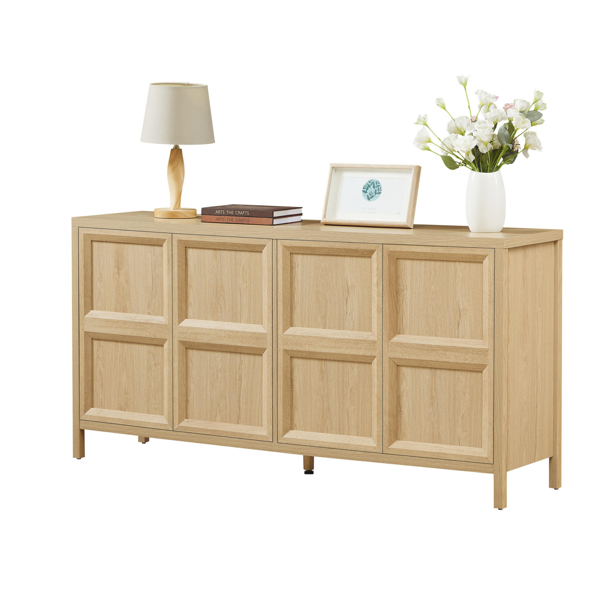 Modfu KOMODA z MDF 160x80x40 cm dubový dekor s bezúchytkovým otevíráním, tichým dovíráním a bezpečnostním uchycením