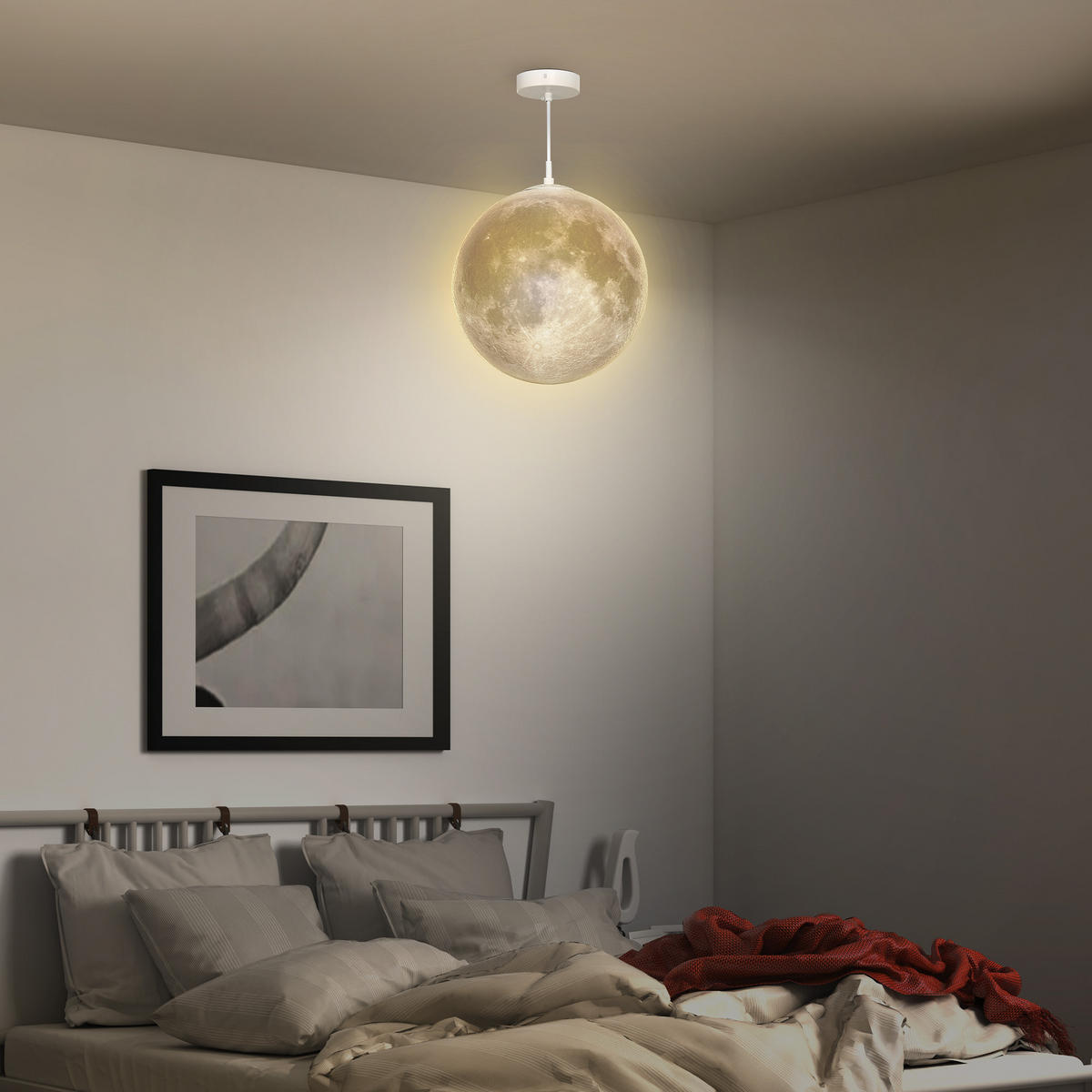 PENDELLEUCHTE mit APP-Steuerung, Cremeweiß - Weiß, Kunststoff (30/30/30cm) - HOMCOM