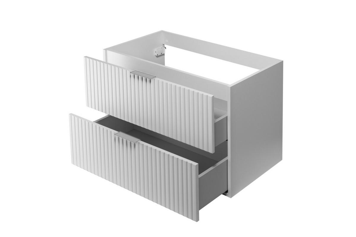 WASCHBECKUNTERSCHRANK, Weiß, 80 x 57 x 46 cm, Griff silber, ohne Arbeitsplatte - Silberfarben/Weiß, Holzwerkstoff (80/57/46cm) - 3XE LIVING