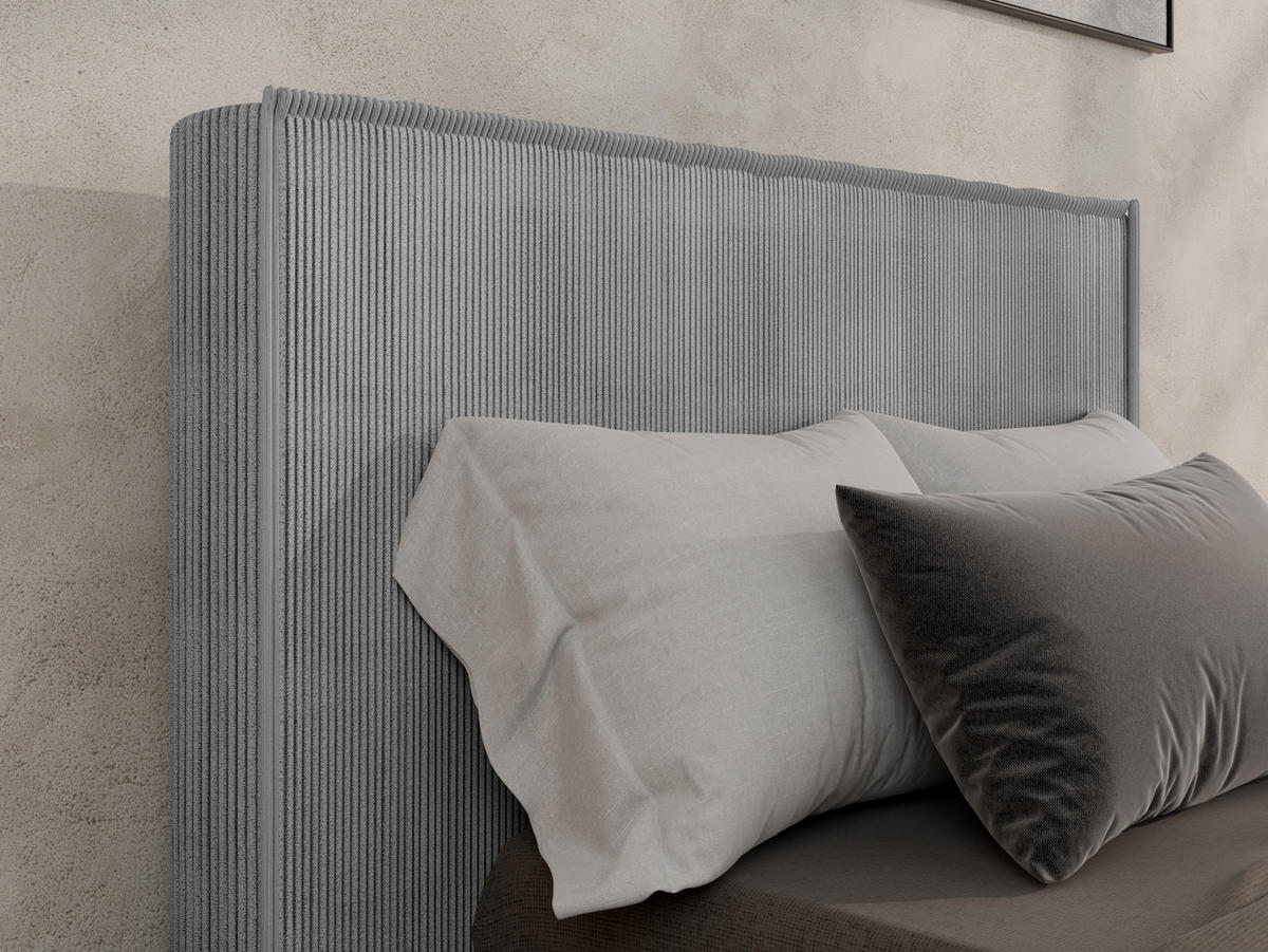 POLSTERBETT SANA 90x200cm Elegantes Polsterbett für modernen Wohnstil , Taschenfederkernmatratze mit kokos KORNOS (20cm), grau - Grau, Holz (90/200cm) - Panda Möbel