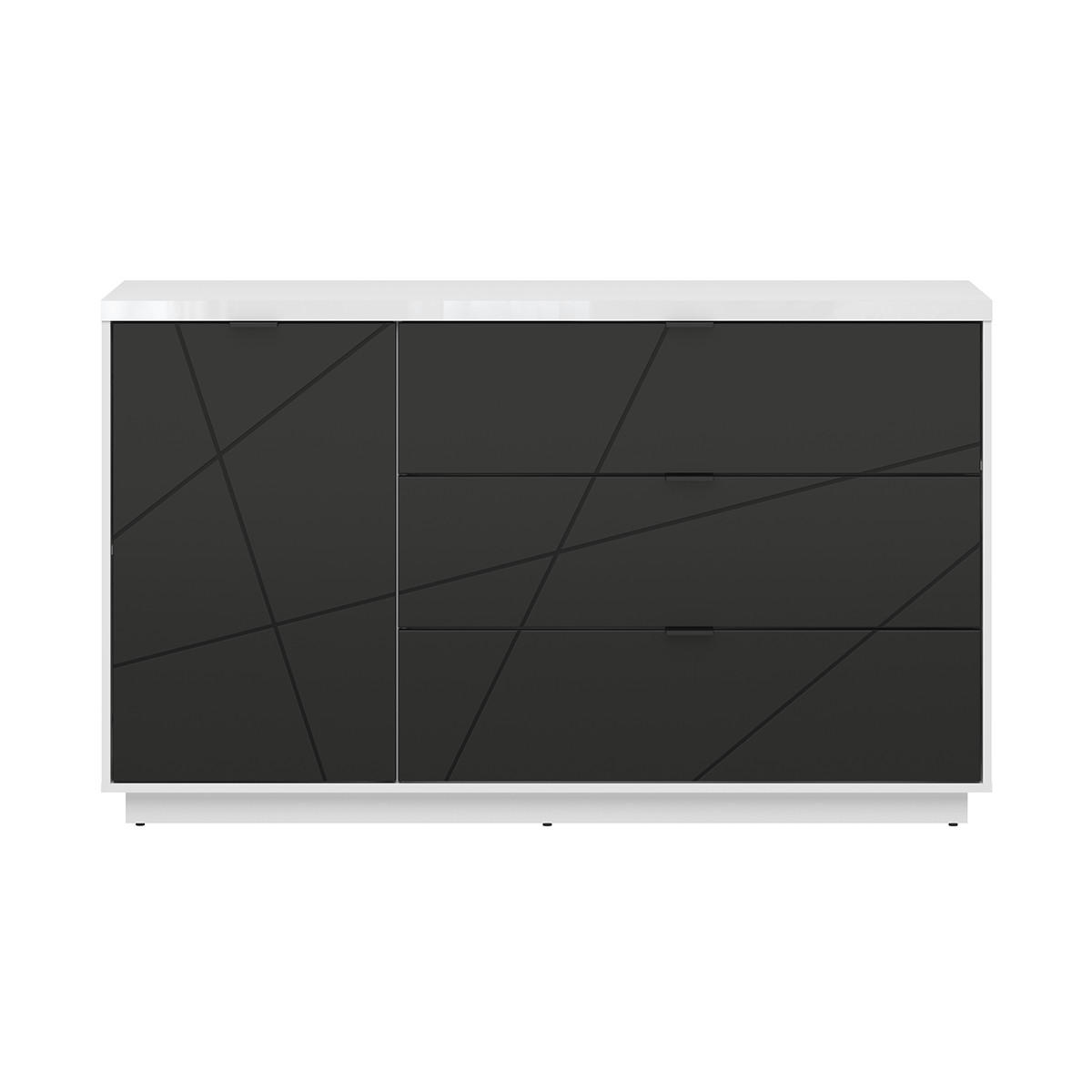 SIDEBOARD Sven Schwarz und weiß - Schwarz/Weiß, Holzwerkstoff (156/93/43cm) - Petits-meubles