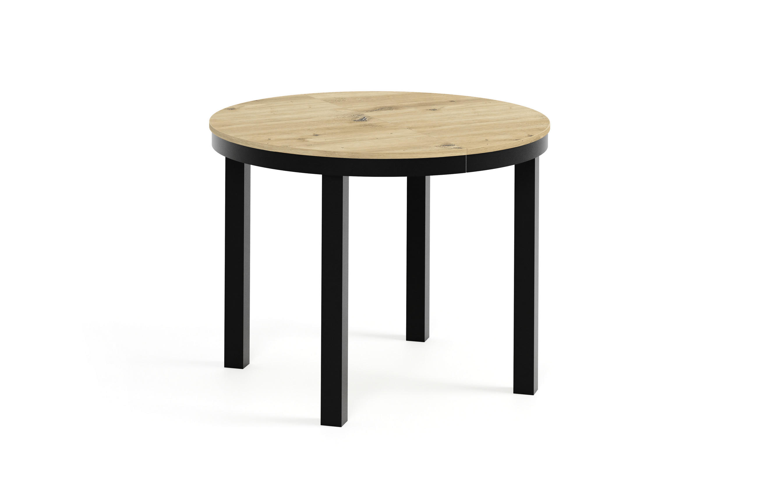 ESSTISCH BERNARDIN - Schwarz/Eiche Artisan, Holzwerkstoff/Metall (100/100/76cm) - Meblini