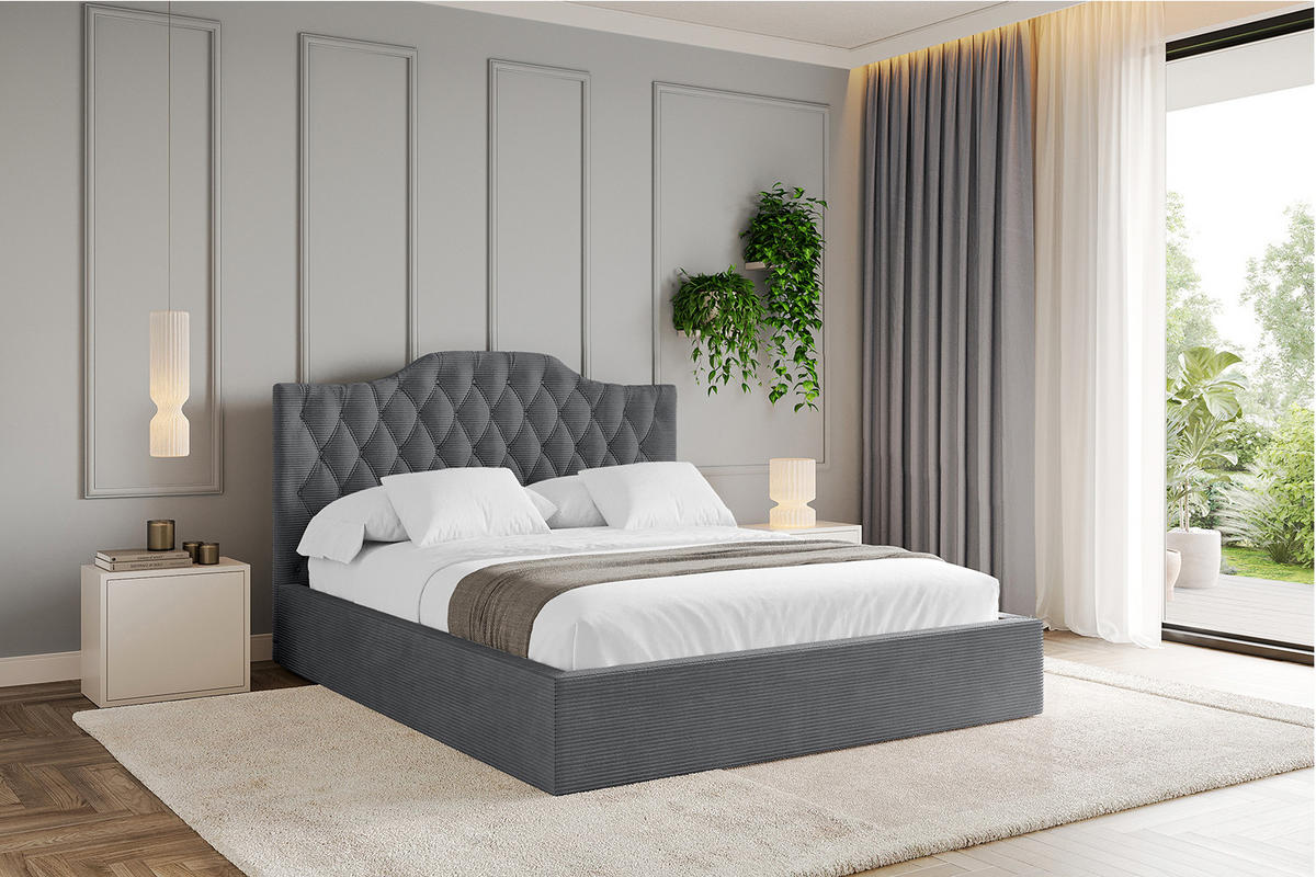POLSTERBETT mit Bettkasten und Lattenrost, Boxbett ohne Matratze - FALIO 180x200 Dunkelgrau - Anthrazit, Holzwerkstoff/Textil (180/200cm) - ALTDECOR
