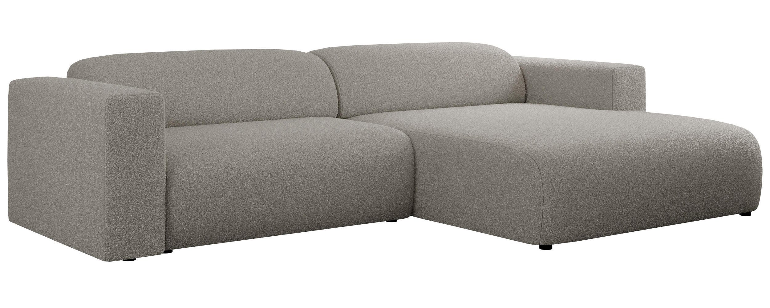 ECKSOFA PASADENA Grau Bouclé - Rechts Seite - Schwarz/Grau, Kunststoff/Textil (180/288cm) - MKS
