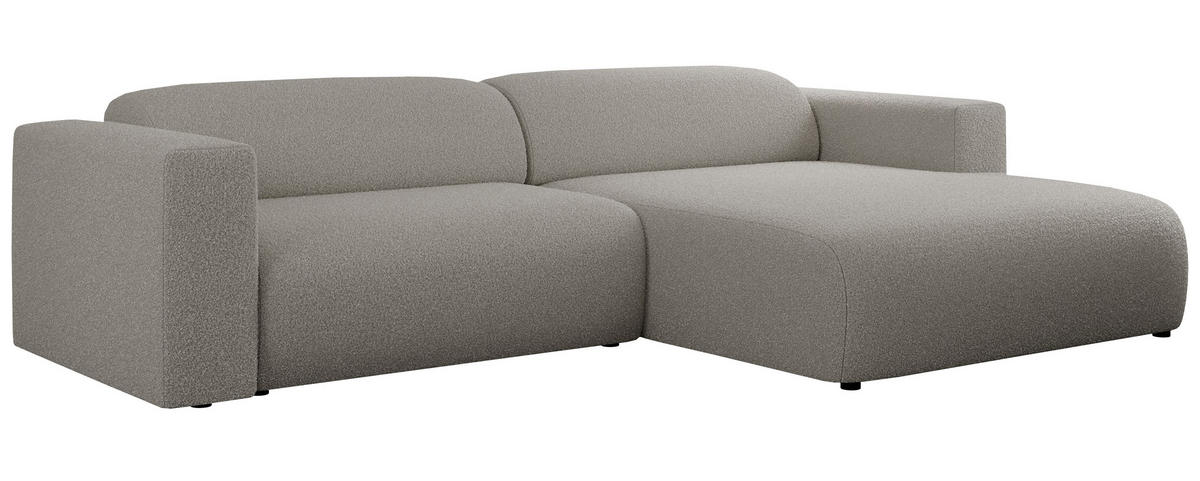 ECKSOFA PASADENA Grau Bouclé - Rechts Seite - Schwarz/Grau, Kunststoff/Textil (180/288cm) - MKS