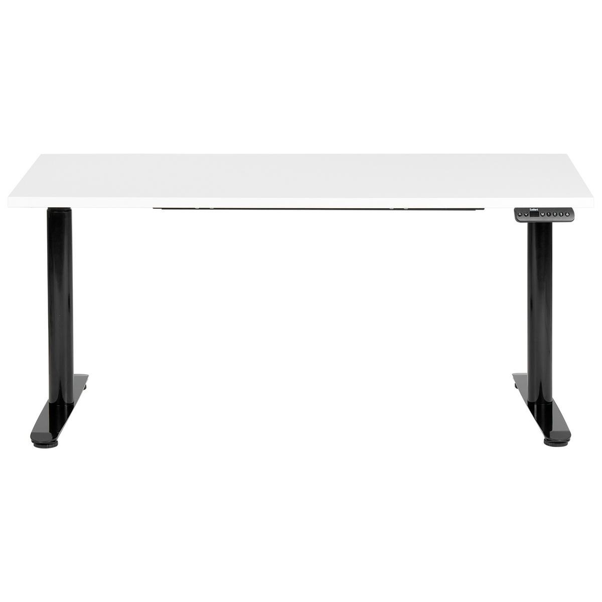 SCHREIBTISCH weißschwarz 160/72 cm elektrisch höhenverstellbar Destin IV - Schwarz/Weiß, Holz (72/160/67cm) - Beliani