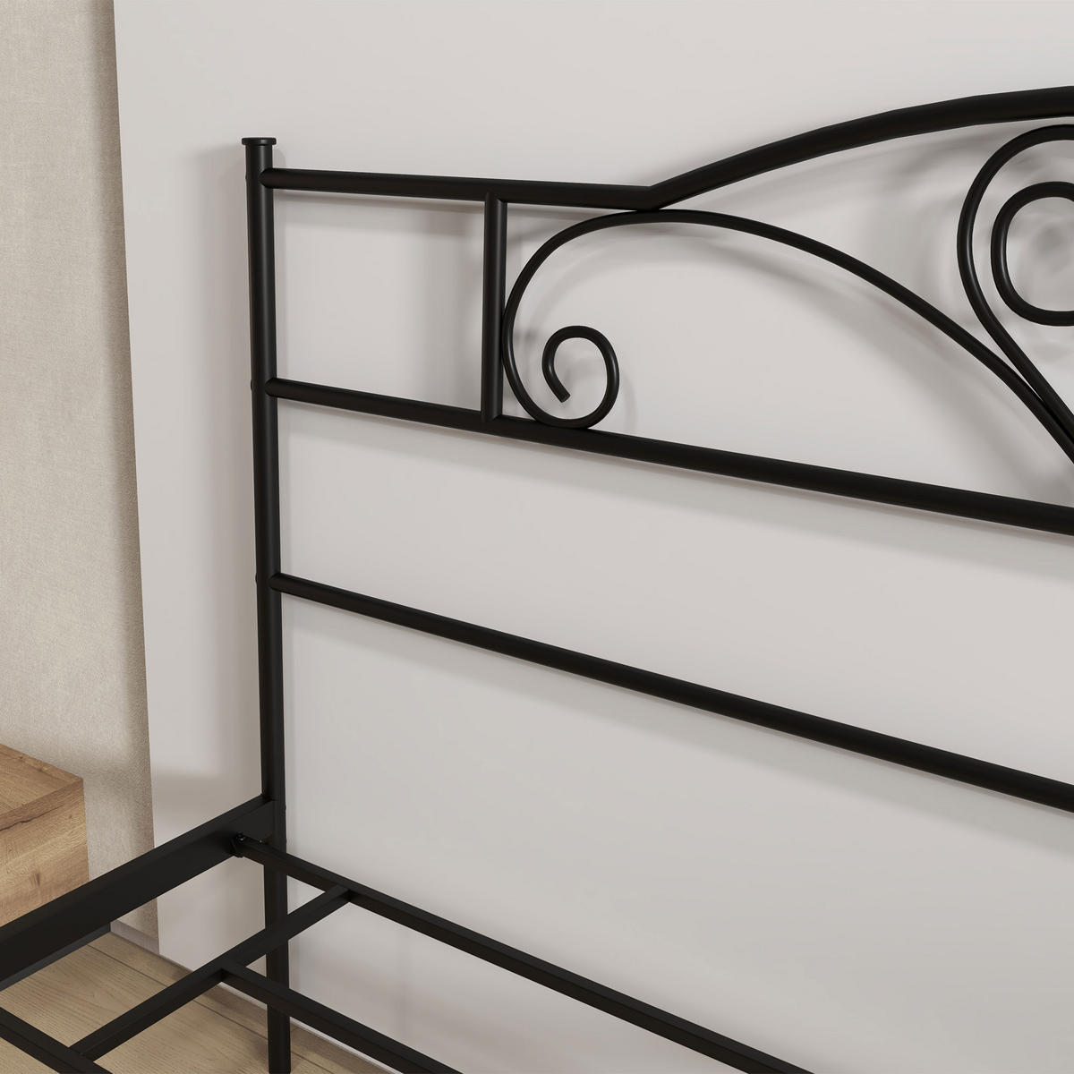 BETT 165 x 207 cm Bettrahmen mit Lattenrost aus Stahl Unterbettaufbewahrung - Schwarz, Metall (160/200cm) - HOMCOM