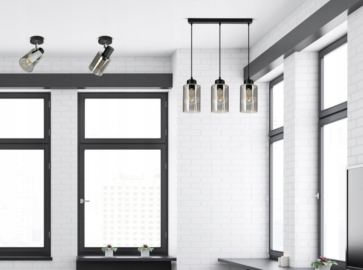 PENDELLEUCHTE TUBE - Transparent/Schwarz, Glas/Metall (10/50/80cm) - kiki design