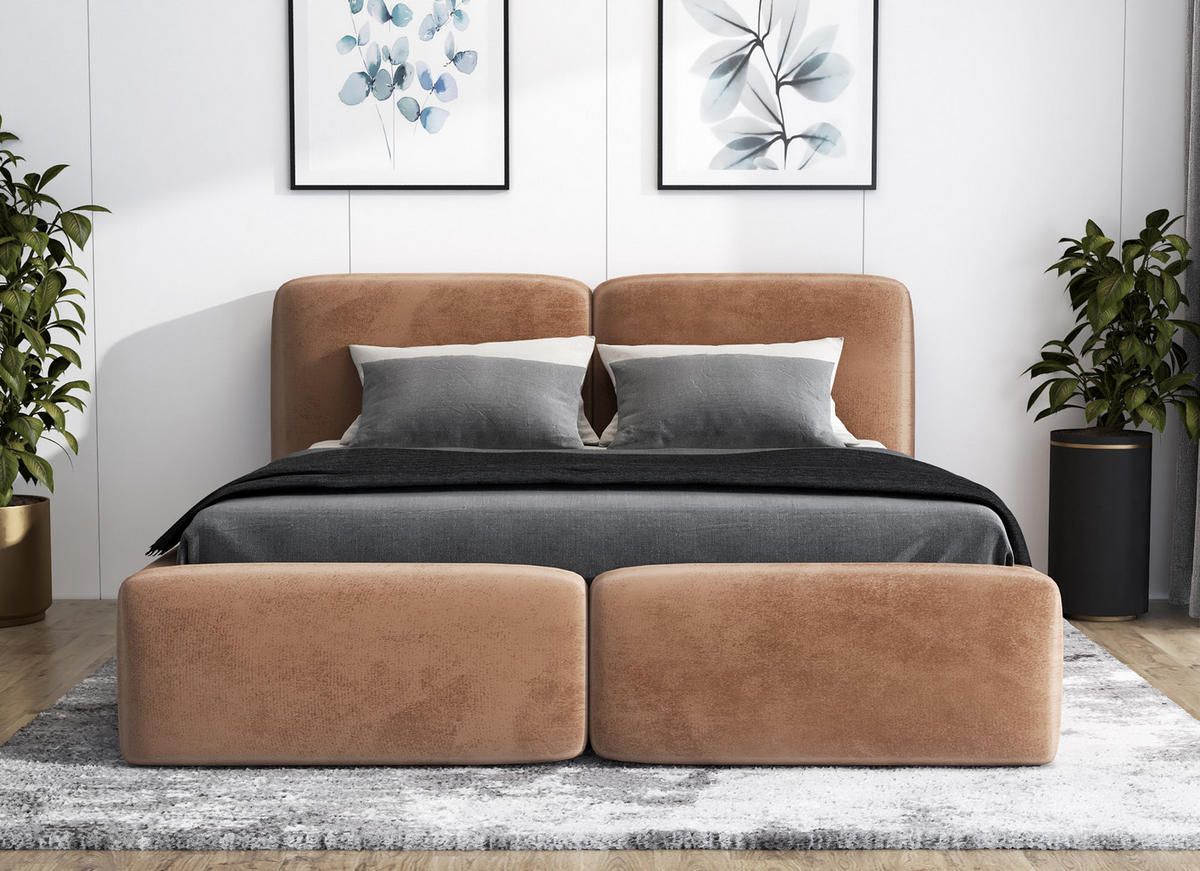 POLSTERBETT OLKE-OM 90 x 200 Farbe: Braun - Braun, Textil (90/200cm) - A&J MöbelLand