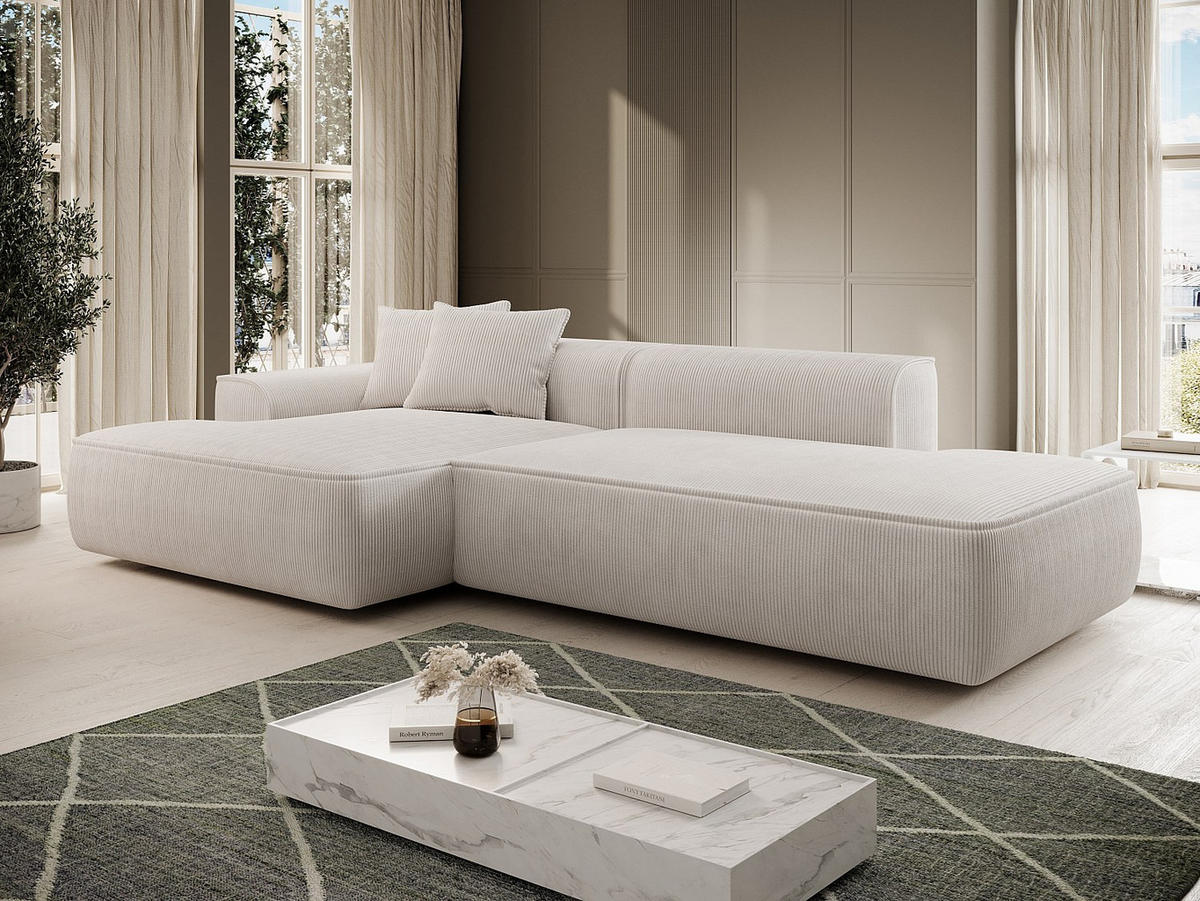 SOFA ohne Schlafmöglichkeit - 5 Personen - Samt, Stoff - Beige - Beige, Textil (305/70/156cm) - Vente-Unique