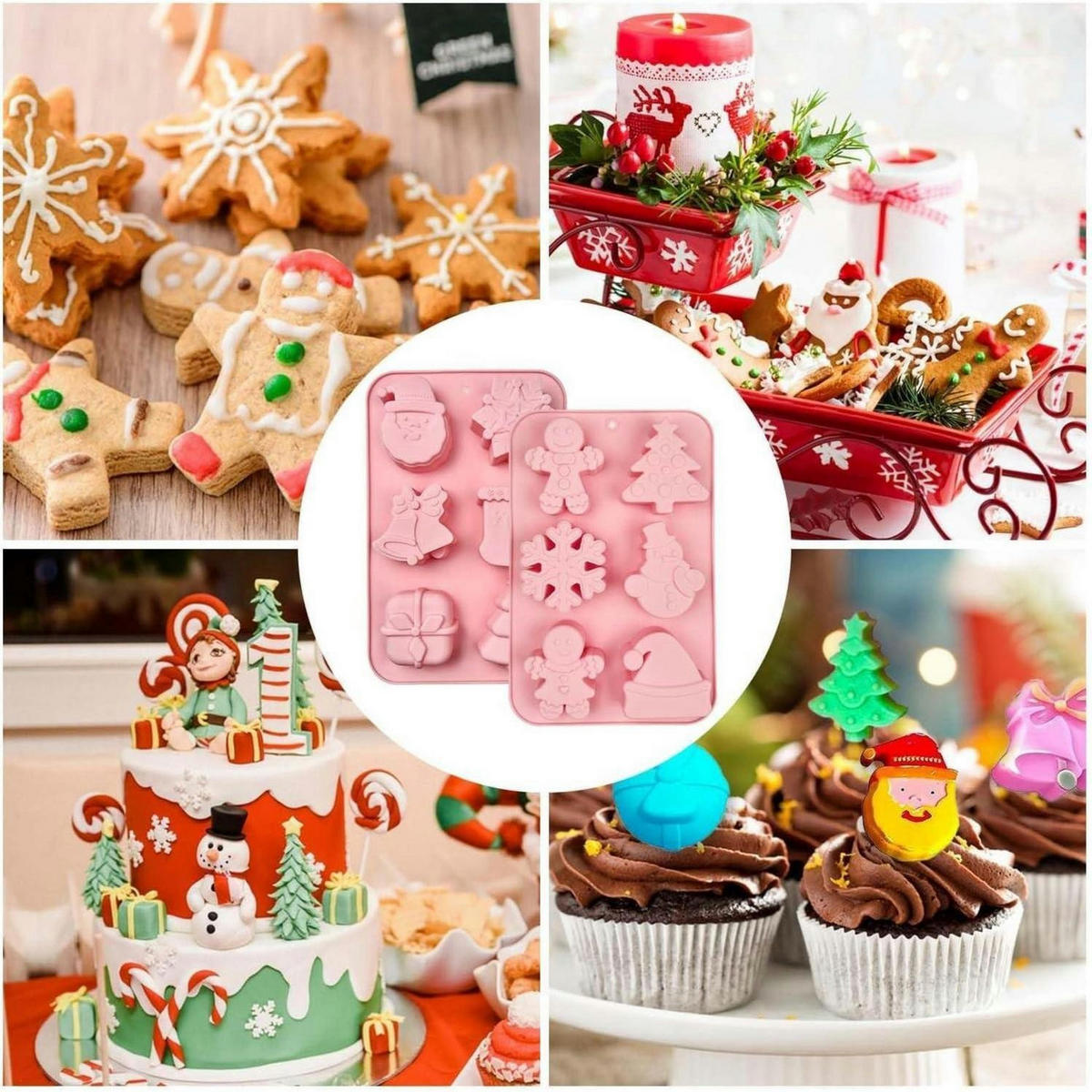 SILIKONFORM 2-teiliges Set Weihnachten - Rosa, Kunststoff