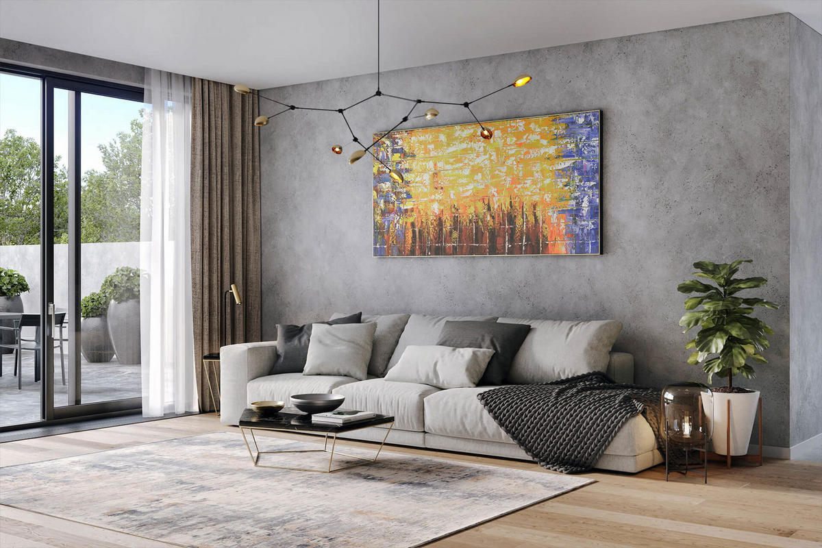 ÖLGEMÄLDE XXL Gelb 200/100 cm - Gelb/Weiß, Holz/Textil (6.68/100cm) - KUNSTLOFT