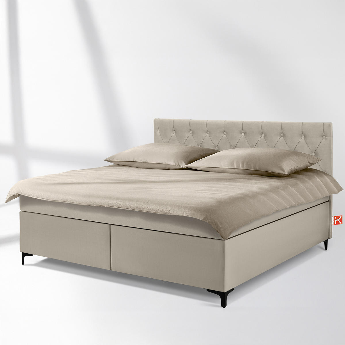 POLSTERBETT ARDEA, Creme - Creme/Schwarz, Holz/Holzwerkstoff (180/200cm) - KONSIMO®