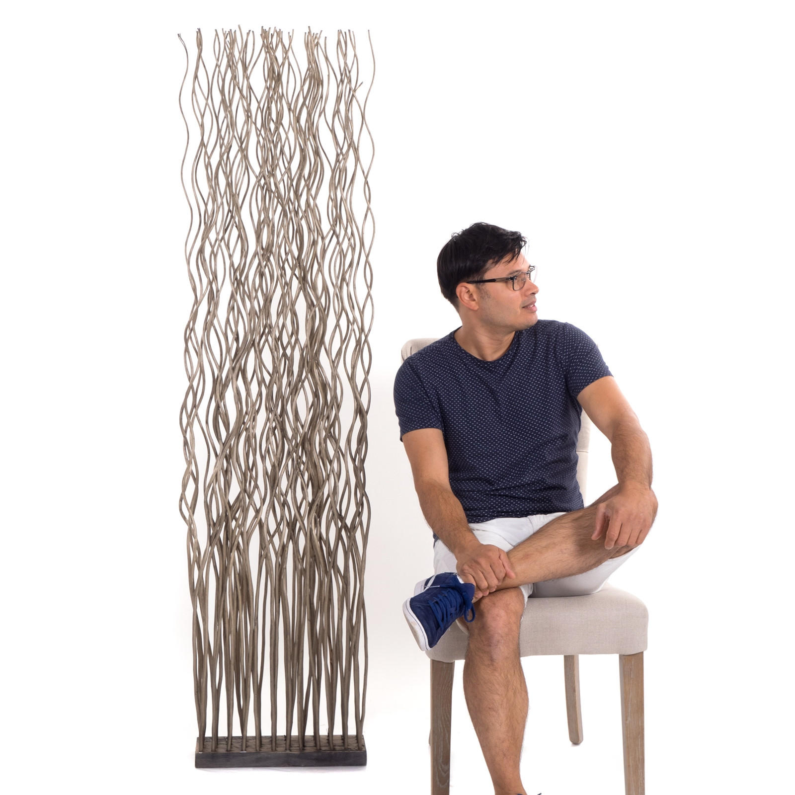 RAUMTEILER WAVE Weidenzweige grau - Grau, Naturmaterialien (40/170/12cm) - DESIGN DELIGHTS