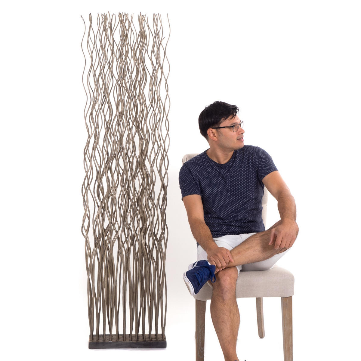 RAUMTEILER WAVE Weidenzweige grau - Grau, Naturmaterialien (40/170/12cm) - DESIGN DELIGHTS