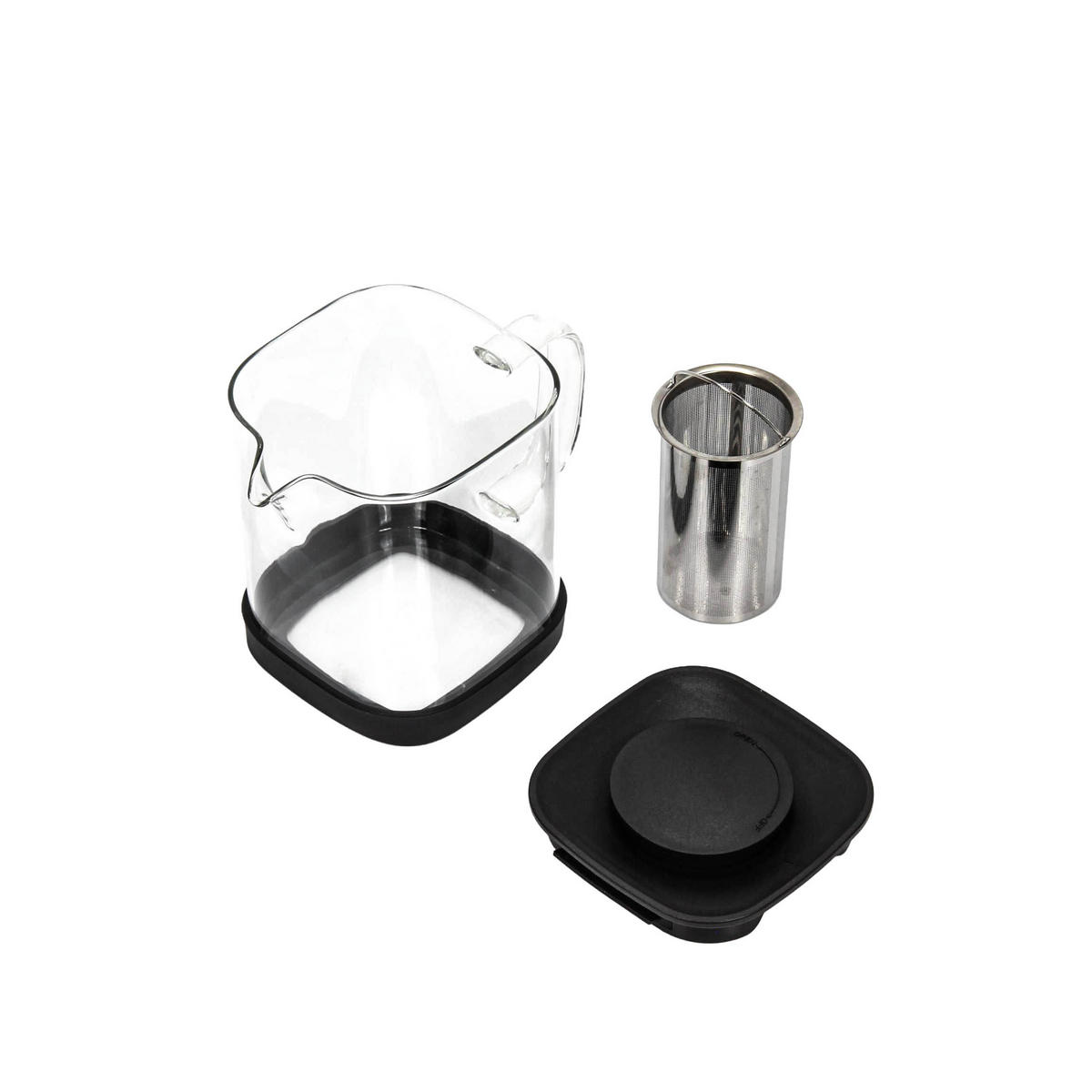 TEEKANNE quadratisch mit Teesieb 1 l - Schwarz, Glas (1L)