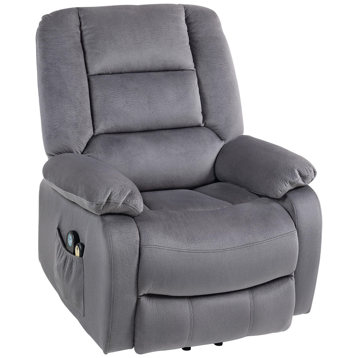 MASSAGESESSEL DE-06310 mit Aufstehhilfe, Wärme- & Massagefunktion Dunkelgrau - Dunkelgrau, Textil/Metall (90/110/93cm) - ComfortXL