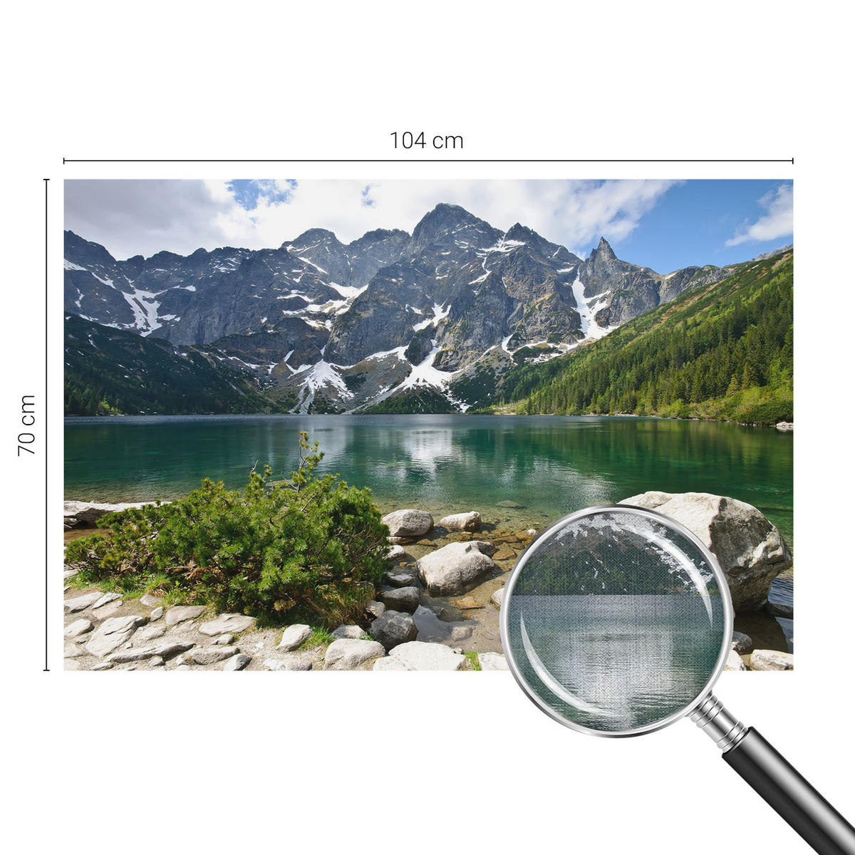 FOTOTAPETE 104x70 cm - Bergsee - Grün, Textil (104/70cm) - Wallfluent