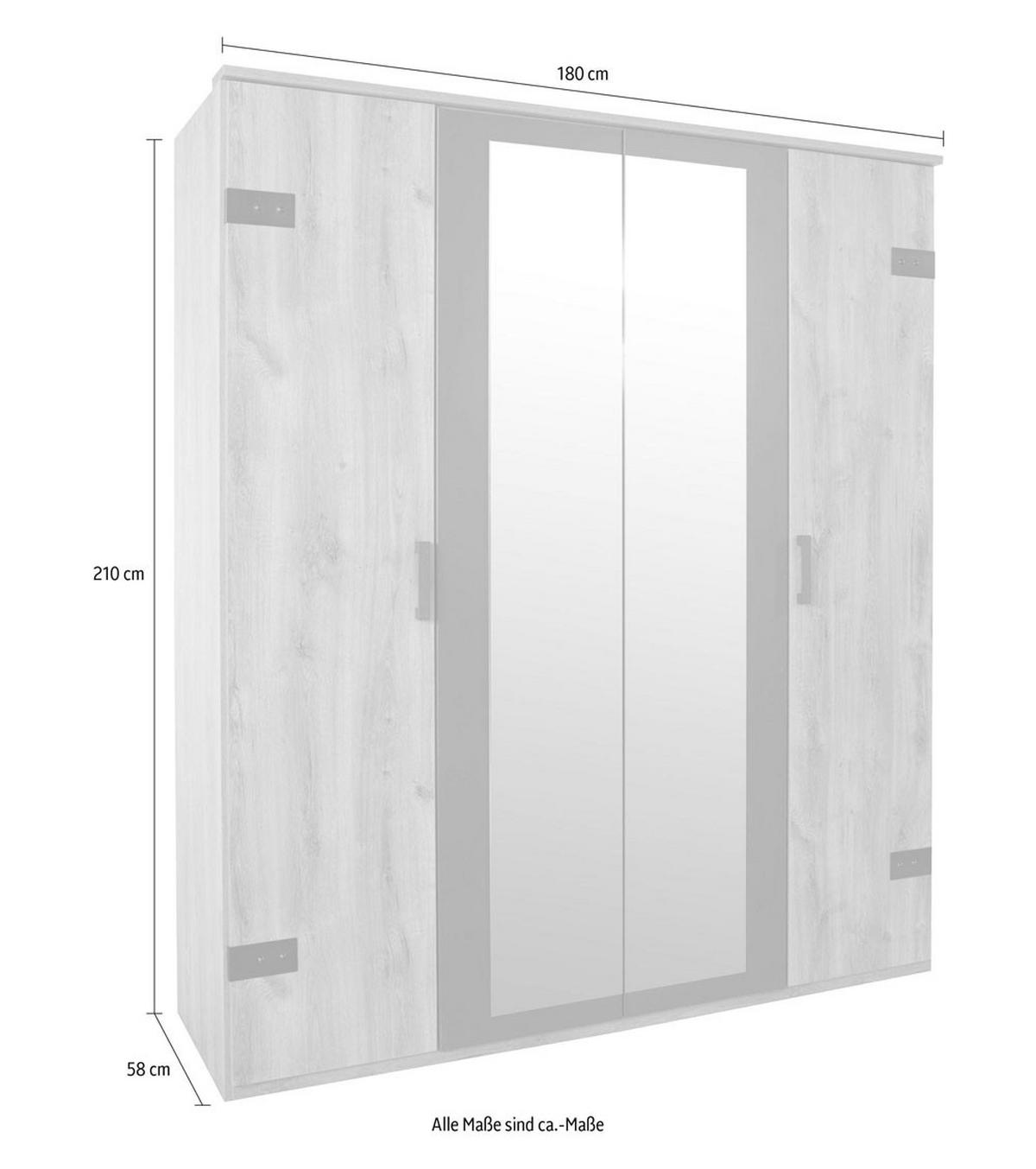 DREHTÜRENSCHRANK Malmö Plankeneiche / Graphit 180 / 58 / 210cm - Eichefarben/Graphitfarben, Holz/Holzwerkstoff (180/210/58cm) - Wimex