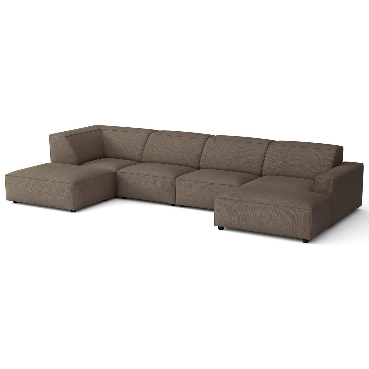 ROHOVÁ pohovka Sellmo, 366 cm - svetlohnedá/čierna, textil/plast (370/184cm) - Selsey