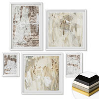WANDBILDER 5er-Set - 50x50 cm & 20x30 cm & 40x60 cm Weißer Rahmen - Abstrakte Muster, weiß, braun - Weiß, Kunststoff (40/60cm) - ArtPrintCave