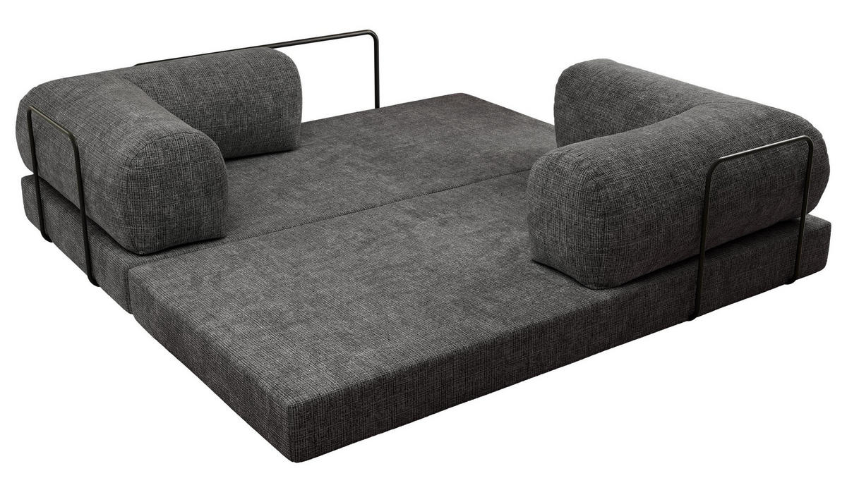 TROJMIESTNA POHOVKA ORSETTO - Tmavosivá Hrubo tkaná ženilka - čierna/tmavosivá, kov/textil (200/70/100cm) - MKS