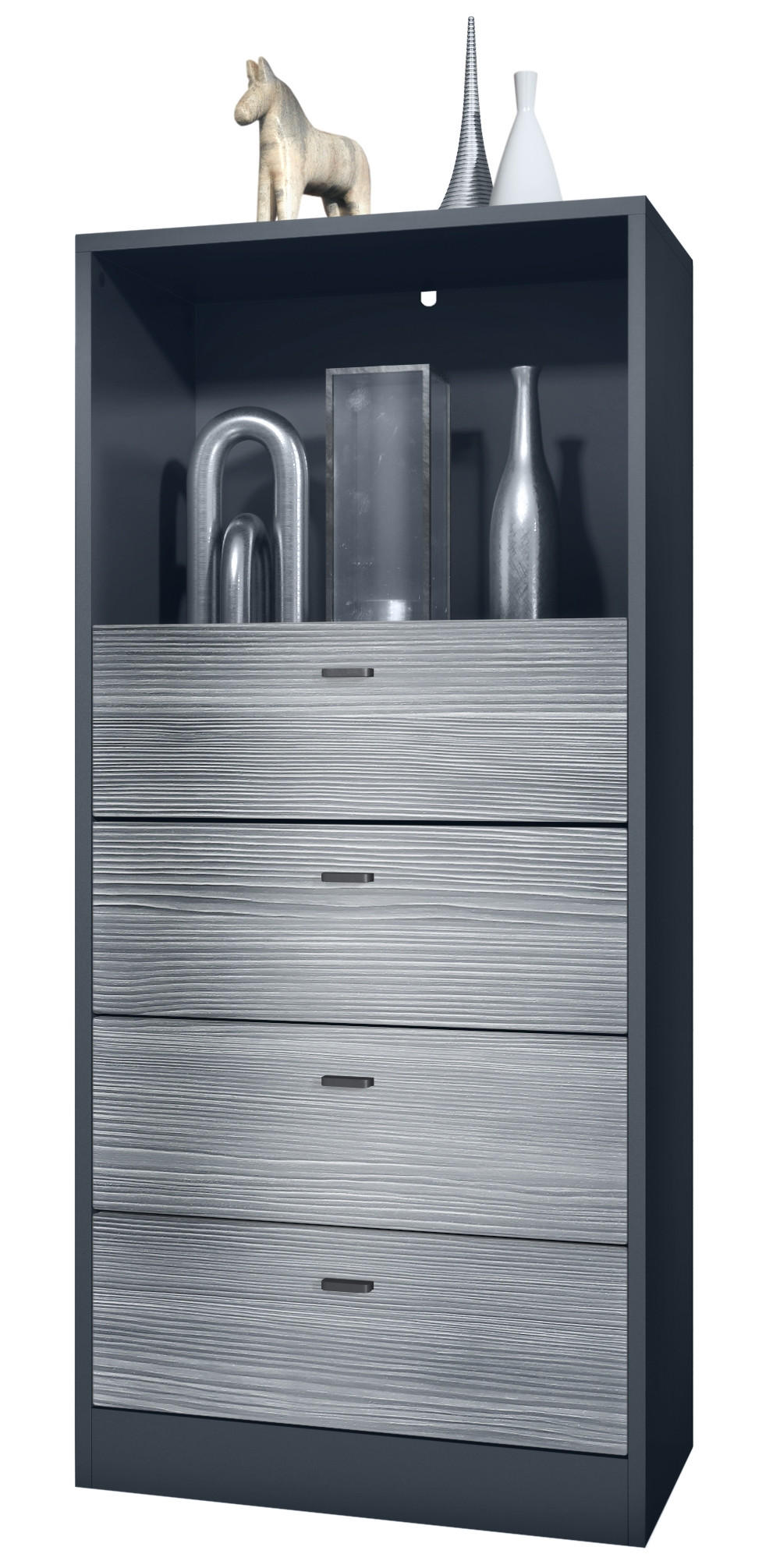 KOMMODE Pino Fronten in Avola-Anthrazit - Anthrazit, Holzwerkstoff (56/125/36cm) - Vladon