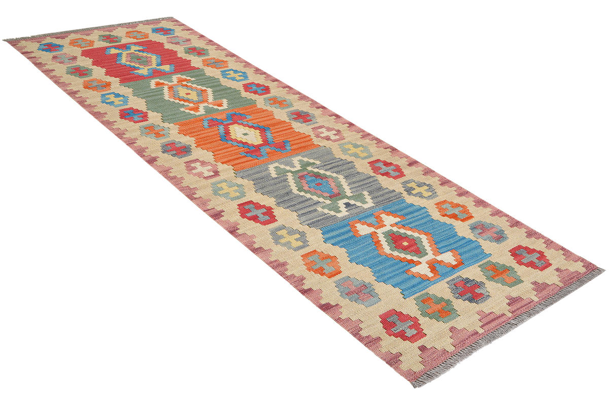 HANDWEBTEPPICH Kelim Gashgai Mehrfarbig 208/62 cm Schurwolle - Multicolor, Textil (62/208cm) - Looma