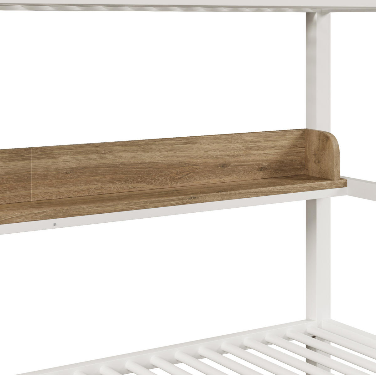 ETAGENBETT 90/200 cm aus Metall und MDF mit LED-Licht und Stauraum Weiß - Weiß, Holzwerkstoff (90/200cm) - Modenvie