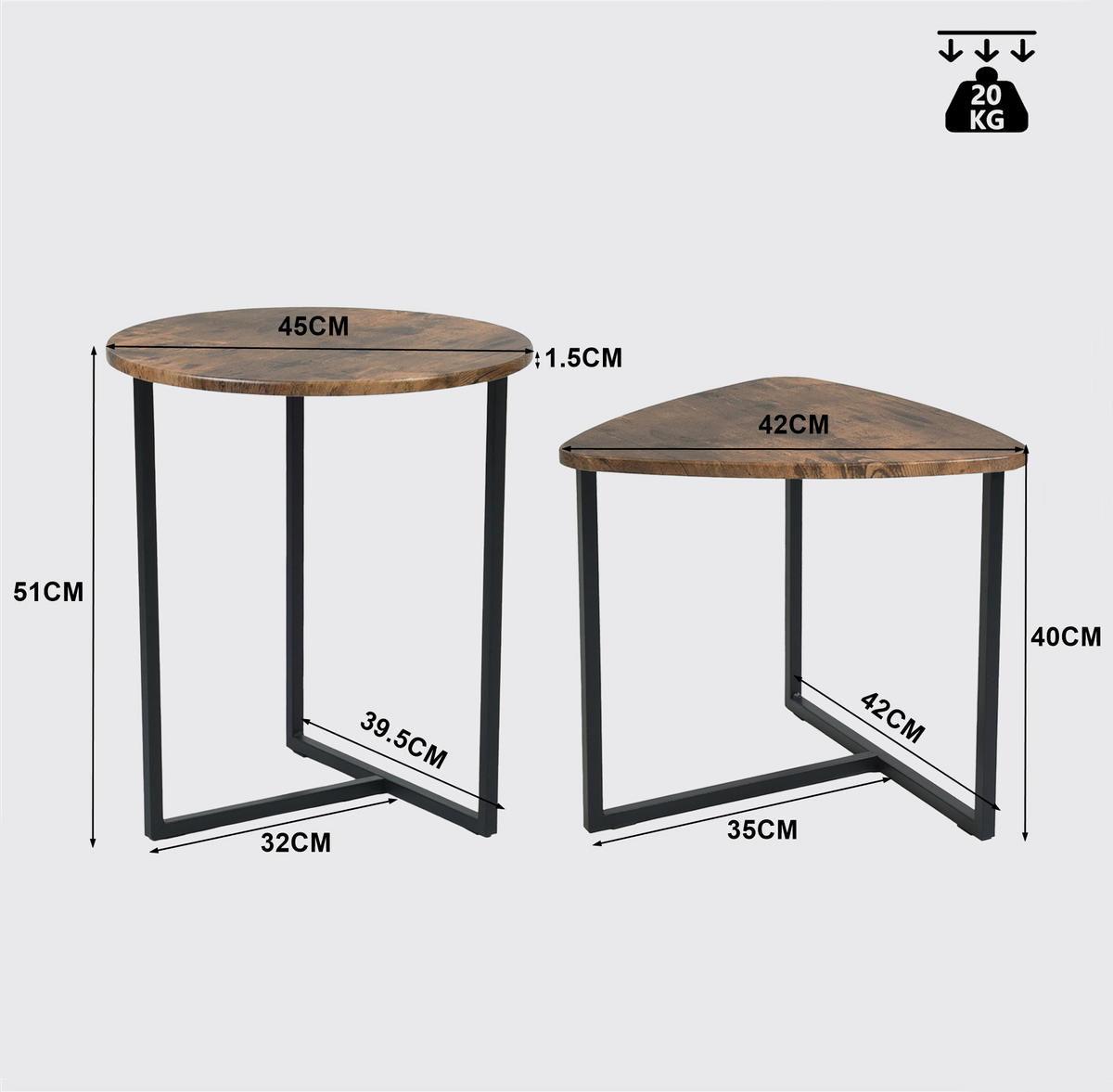 COUCHTISCH MDF in Braun - Braun, Holzwerkstoff (45/45/51cm) - Meubles Cosy