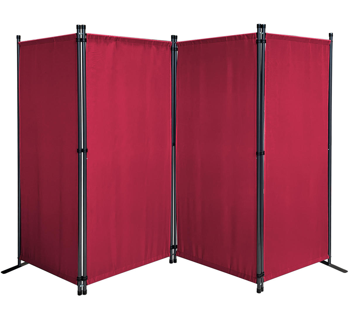 PARAVENT 2 Stück 4-tlg. 220x165 cm Rubinrot - Rot, Metall (220/165cm) - QUICK STAR