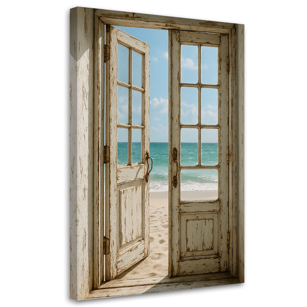 LEINWANDBILD Shabby Chic Blick auf den Strand 80x120cm - Grau, Textil (80/120cm) - Feeby