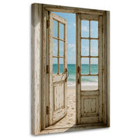 LEINWANDBILD Shabby Chic Blick auf den Strand 80x120cm - Grau, Textil (80/120cm) - Feeby