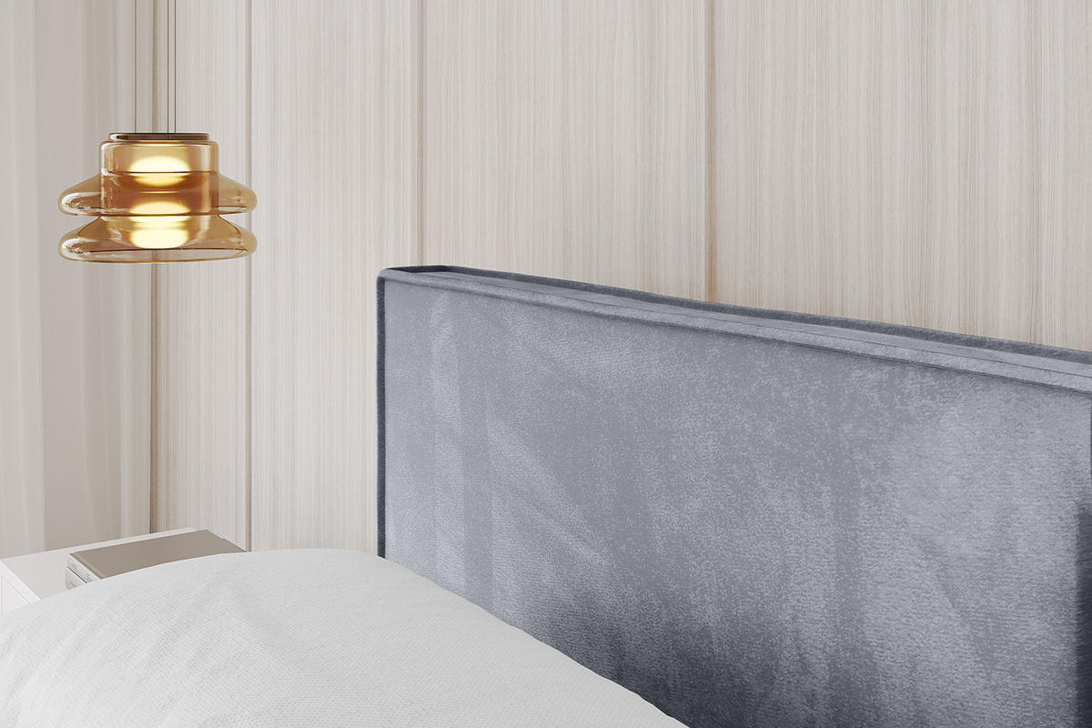 POLSTERBETT mit Bettkasten, Fußteil und Lattenrost, Boxbett mit Matratze H3/H4 - EMMI-Z-V1 180x200 Grau - Grau, Holzwerkstoff/Textil (180/200cm) - ALTDECOR