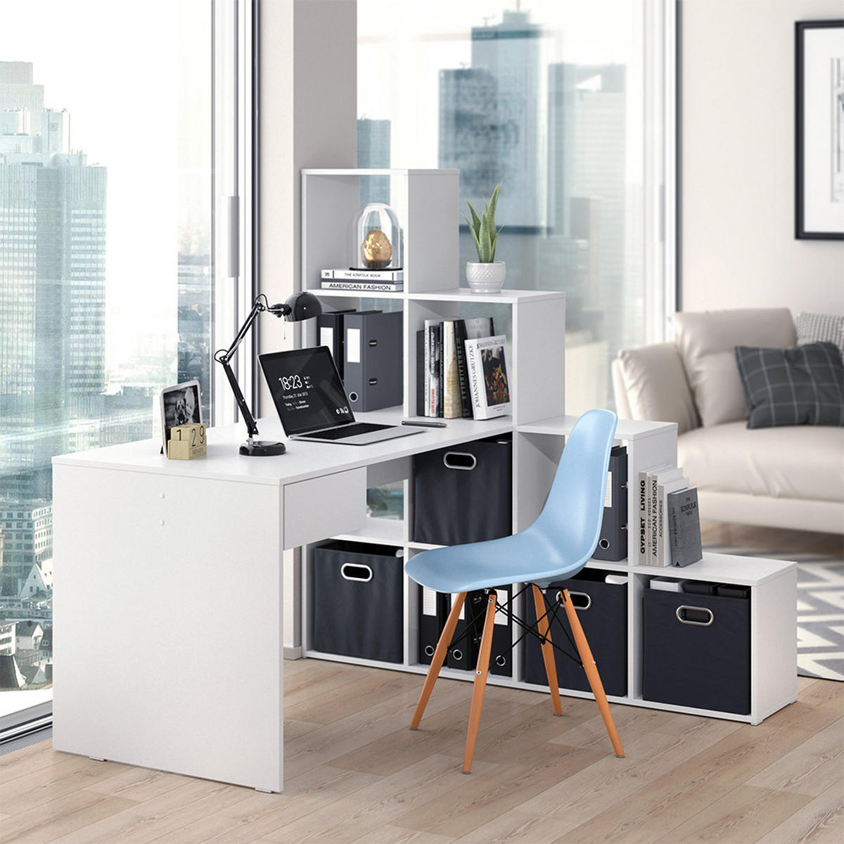 ROHOVÝ PSACÍ STŮL Sarah Bílá - bílá, kompozitní dřevo (142.4/139/143cm) - Vicco