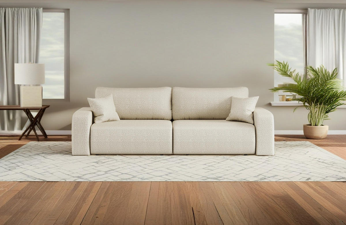 SCHLAFSOFA MILANO und Bettkasten Stoff Quelle Ecru - Ecru, Holz (246/83/98cm) - Kaiser Möbel