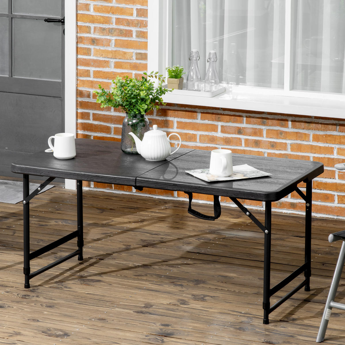 GARTENTISCH Dunkelgrau 118.0/60.0/74.0cm - Dunkelgrau, Metall (118/60/74cm)
