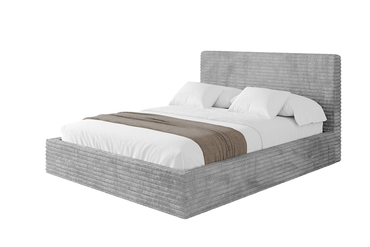 POLSTERBETT mit Bettkasten und Lattenrost, Bett mit Matratze H3/H4 - ALOVA - Hellgrau, Holzwerkstoff/Textil (120/200cm) - ALTDECOR