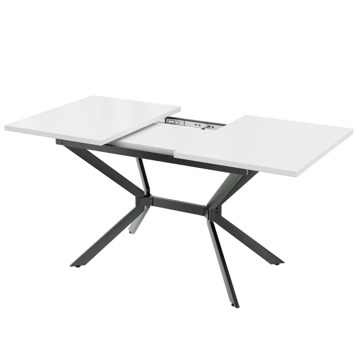 ESSTISCH 160/75/80 cm weiß mit höhenverstellbaren Metallbeinen - Weiß, Holzwerkstoff (160/75/80cm) - OKWISH