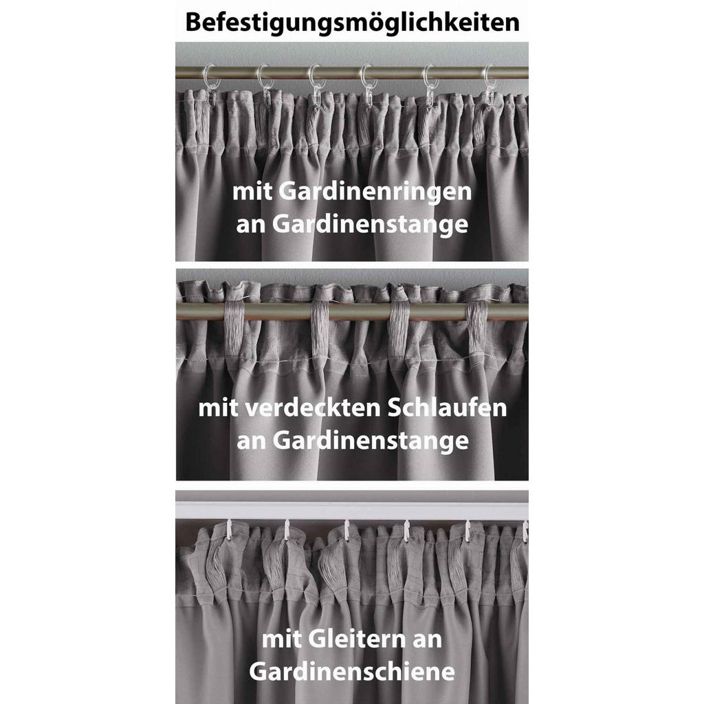 Thumbnail - Gardinenbox Vorhang, Grau, Textil, 295x245 cm, Oeko-Tex® Standard 100, Wohntextilien, Gardinen & Vorhänge, Verdunkelungs...