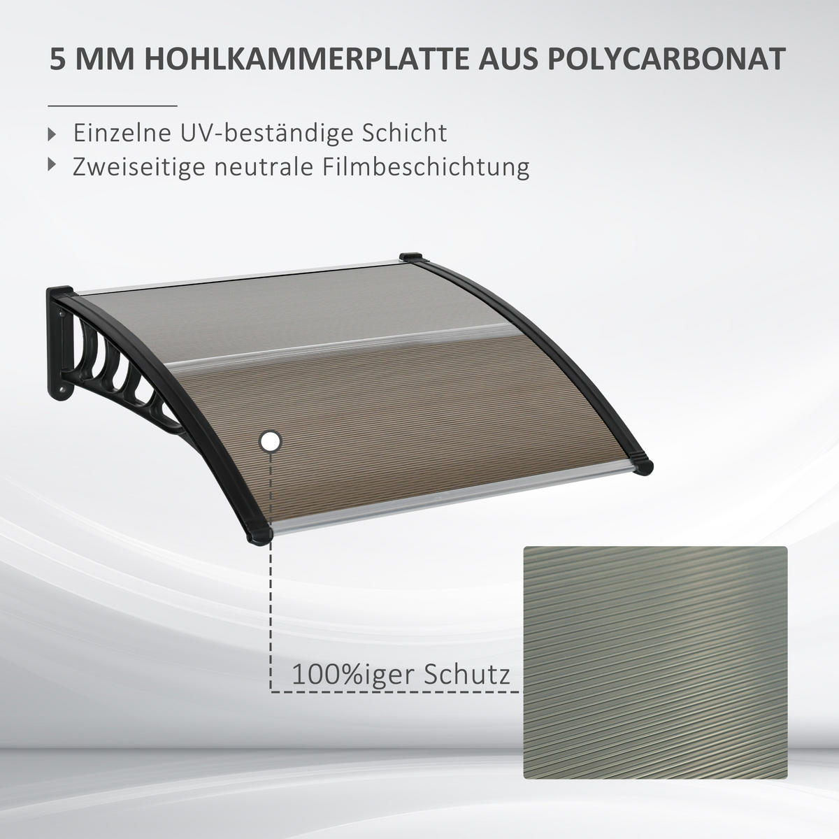 VORDACH für Haustür 103 x 96,5 x 27 cm, Braun - Braun, Kunststoff (103/27/96.5cm) - Outsunny