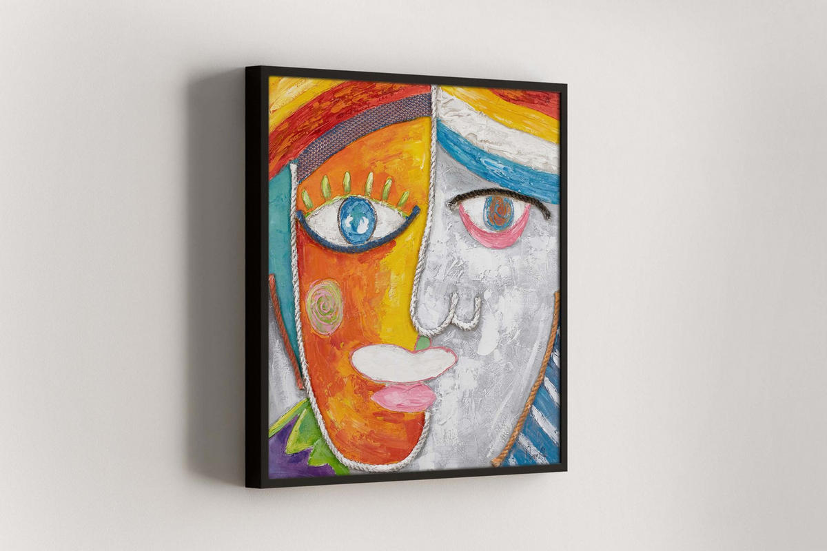 RUČNE MAĽOVANÝ AKRYLOVÝ OBRAZ 80/80 cm, viacfarebný, figurálny motív - viacfarebná, drevo/textil (80/80cm) - KUNSTLOFT
