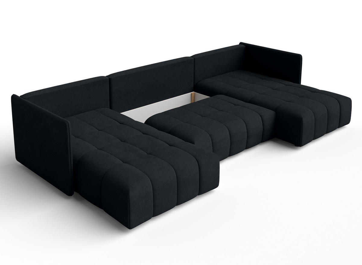 WOHNLANDSCHAFT Mersino Anthrazit 353/180/83 cm – Wohnlandschaft fürs Wohnzimmer - Schwarz, Kunststoff/Textil (353/83/180cm) - AX Living