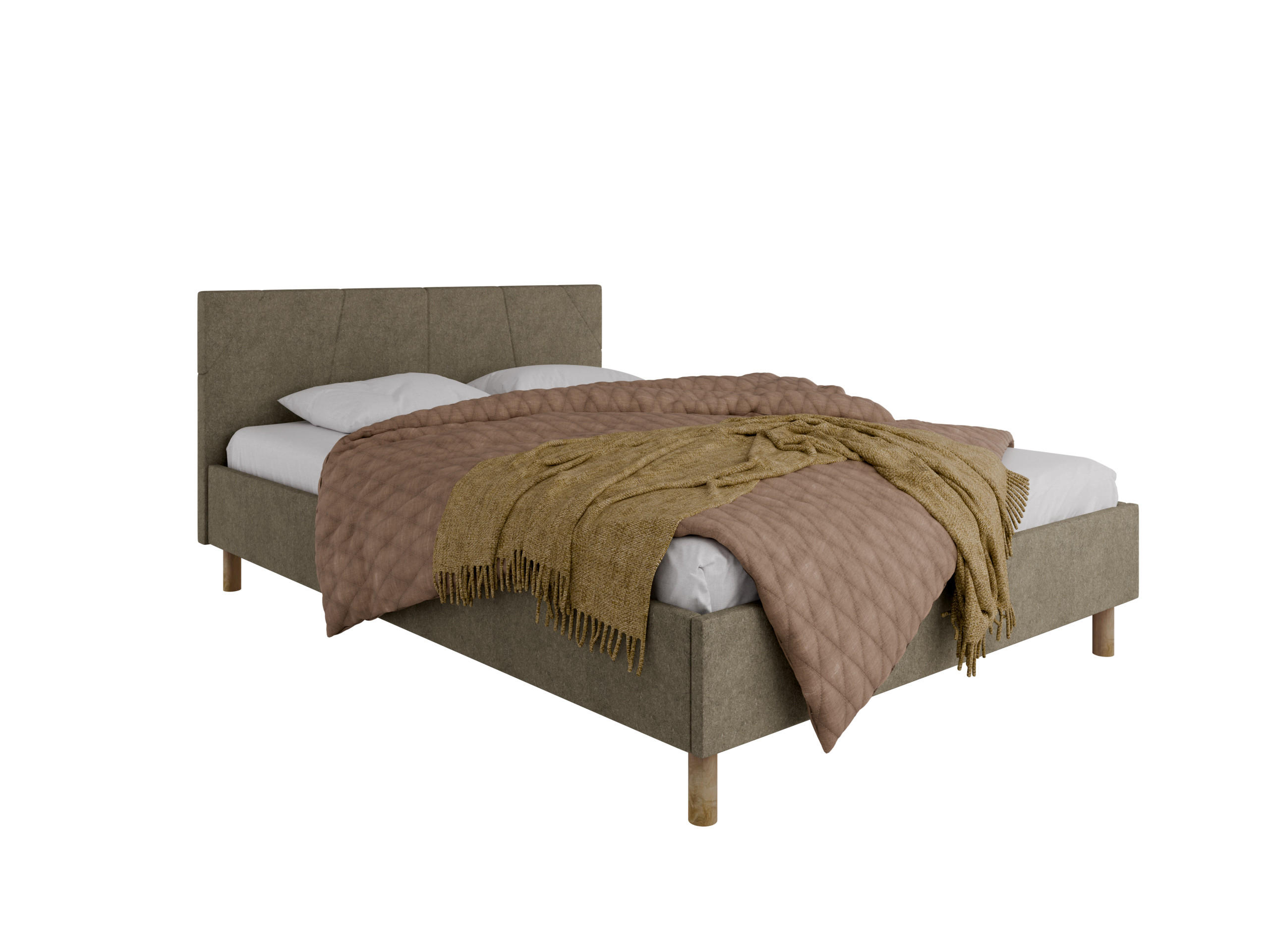 POLSTERBETT ALMORE 140x200cm Elegantes Polsterbett für modernen Wohnstil , Taschenfederkernmatratze mit kokos KORNOS (20cm), cappuccino - Cappuccino, Holz - Panda Möbel